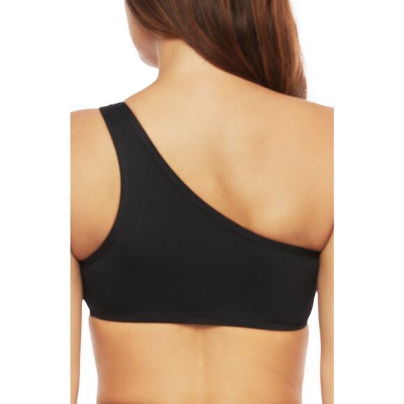 La Blanca Mesh-merizing One-Shoulder Bikini Top Black Size 10 New - Picture 2 of 7